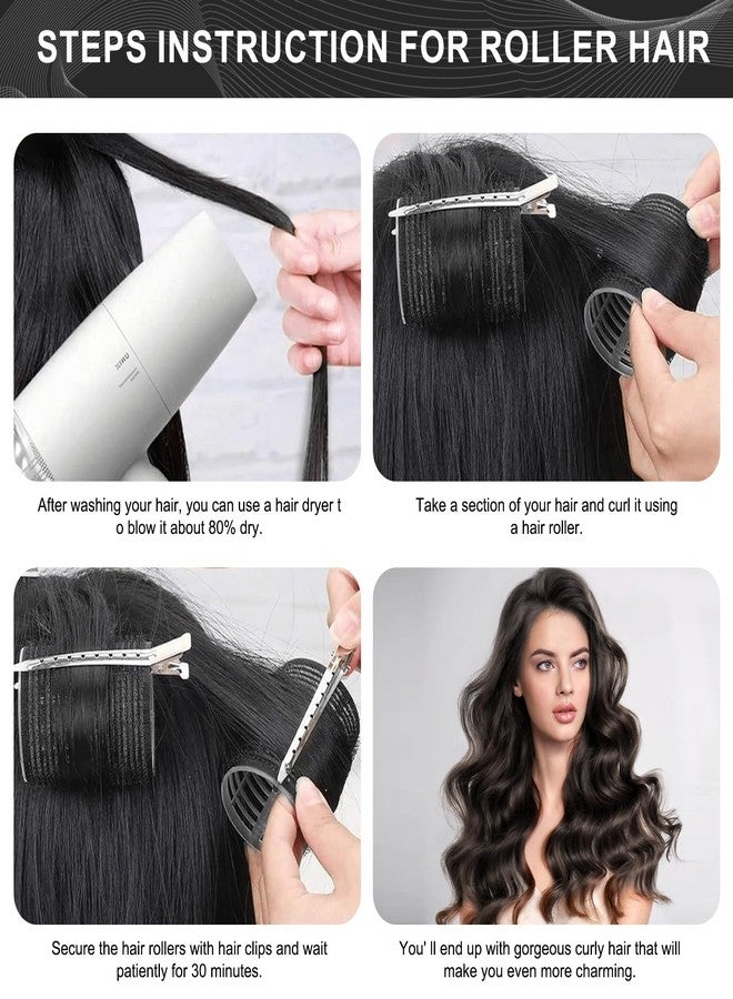 BESSEEK 4 Sizes Hair Rollers for Women Set - 50 Pcs Hair Curler Rollers with Clips, Self Grip Hair Rollers for Long, Short Hair and Bangs, 25mm, 36mm, 48mm, 60mm, Black - Image 4